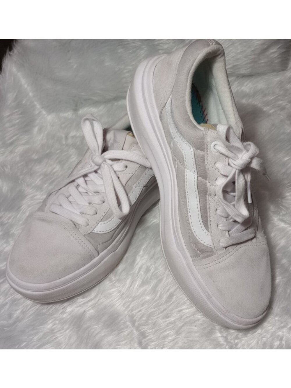 Vans Old Skool Overt Plus Comfy Cush White Shoes Men 8.5 or Women 10 No Insoles